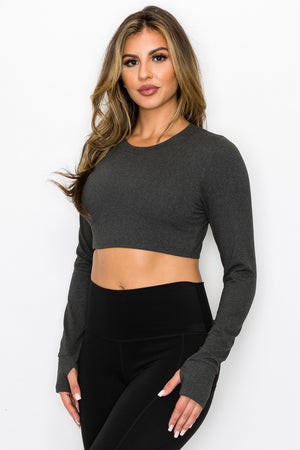 Seamless Long Sleeve Top - Charcoal Gray