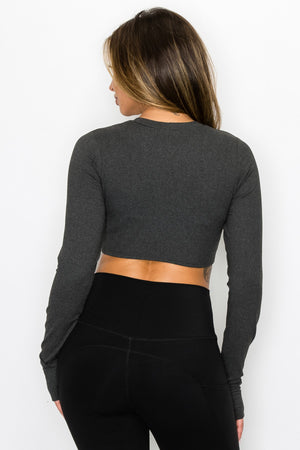Seamless Long Sleeve Top - Charcoal Gray