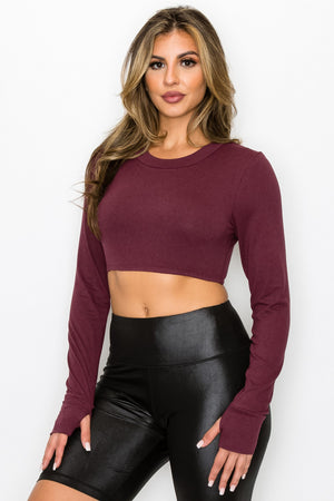 Seamless Long Sleeve Top - Burgundy